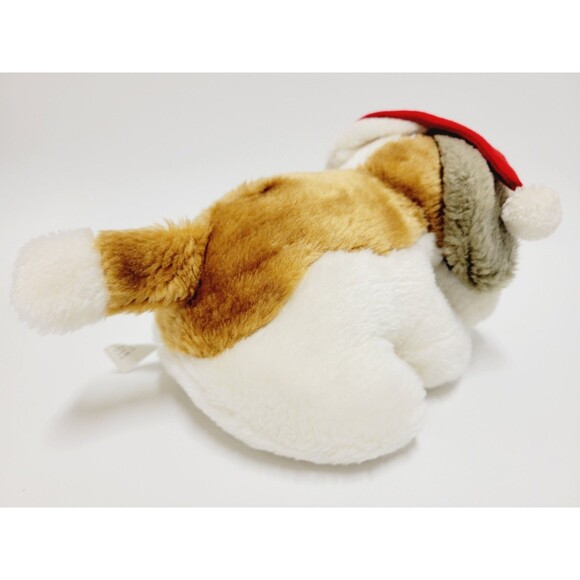 Saint Bernard Puppy Dog Plush Red Santa Hat Vtg Stuffed Animal Toy 10" Taiwan - Picture 7 of 10